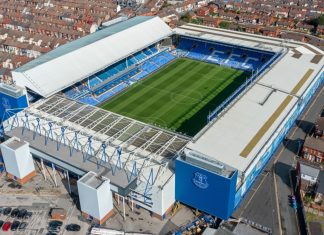 Everton FC elevates women’s football with Goodison Park move Everton Football Club, Goodison Park. United Kingdom. 7th September 2022. Aerial Image.