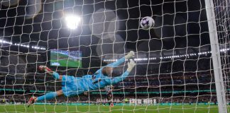 Premier League adds value to broadcasts with goal celebration shift Goalkeeper, Alfie Whiteman of Tottenham dives to block the ball during the penalty shootout during the Exhibition match between Tottenham and Newcastle at the MCG on May 22, 2024.