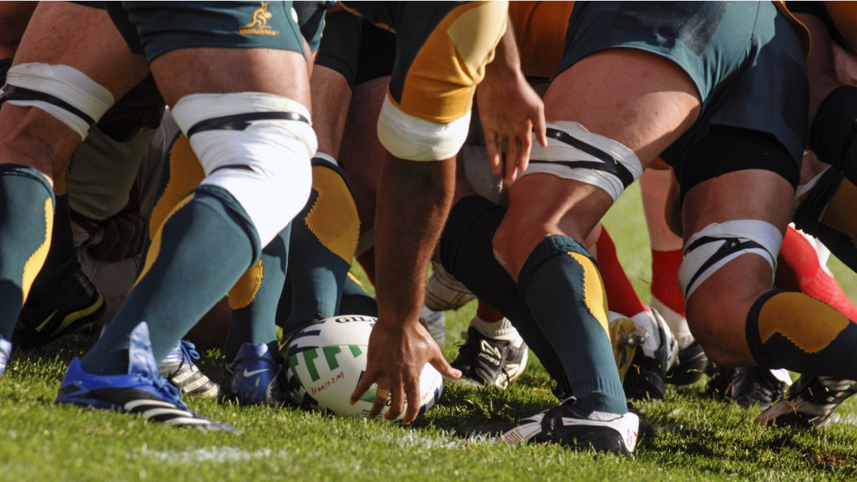 MARSEILLE, FRANCE-OCTOBER 06 2007: close up of the australian rugby players scrum, during the match Australia vs England, of the Rugby World Cup, in Marseille.