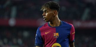 Spotify enhances football presence with EA Sports FC 25 integration FC Barcelona player Lamine Yamal wearing Spotify sponsored home shirt