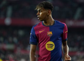 Spotify enhances football presence with EA Sports FC 25 integration FC Barcelona player Lamine Yamal wearing Spotify sponsored home shirt