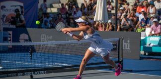 Pickleball – The paddle sport conquering the US San Clemente, CA, USA June 29, 2024 Anna Leigh Waters and Catherine Parenteau compete in Women's Doubles play in the Select Medical Orange County Cup 2024