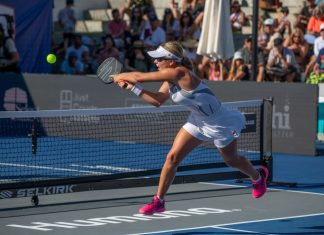 Pickleball – The paddle sport conquering the US San Clemente, CA, USA June 29, 2024 Anna Leigh Waters and Catherine Parenteau compete in Women's Doubles play in the Select Medical Orange County Cup 2024