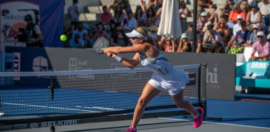 San Clemente, CA, USA June 29, 2024 Anna Leigh Waters and Catherine Parenteau compete in Women's Doubles play in the Select Medical Orange County Cup 2024