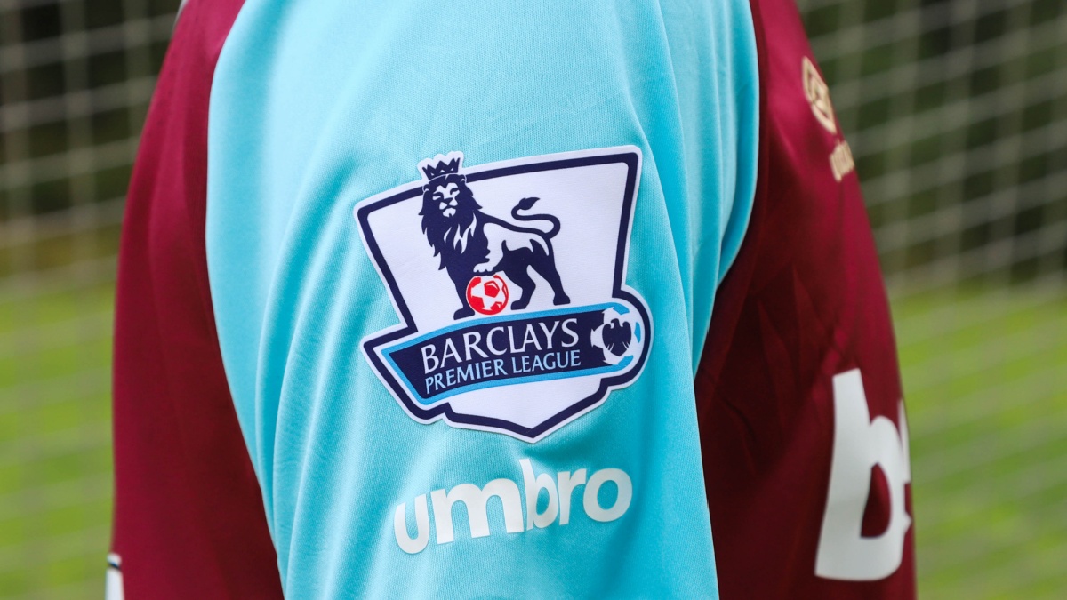 HOVSTA, SWEDEN - AUGUST 15, 2019: Barclays Premier League patch on a West Ham United kit.