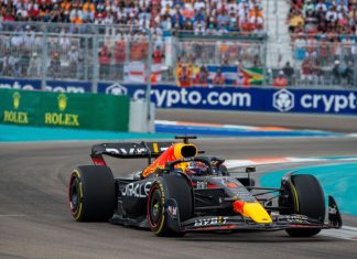 How Web3 met the pitlane Formula 1 Driver Max Verstappen driving Redbull car 1 at the Formula 1 Crypto.com Miami Grand Prix 2022