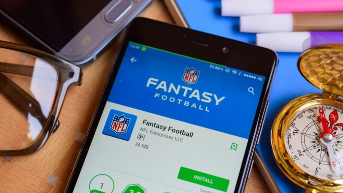 Image of a fantasy football mobile app on a smart phone