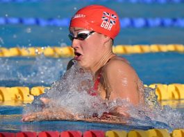 Aquatics GB to stream 2025 World Championships via Eurovision Sport Image of Angharad Evans swimming to 200m as part of team Aquatics GB at the Sette Colli Swimming Trophy in June 2025