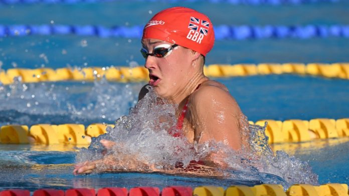 Image of Angharad Evans swimming to 200m as part of team Aquatics GB at the Sette Colli Swimming Trophy in June 2025