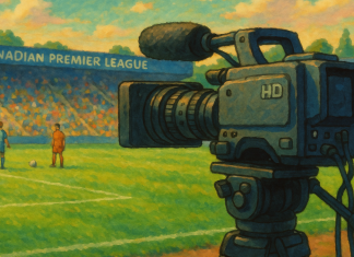 Why the CRTC’s OneSoccer verdict matters for Canadian sport Illustrated image of a broadcasting camera on the sidelines of a canadian premier league game following the OneSoccer verdict