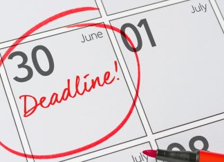 June 30th: The date football ethics died Deadline written on a calendar - June 30.