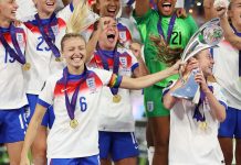 Women’s sport tops UK TV in 2025 as Euros lift reach Lionesses lift the Women's Euros 2025 trophy
