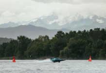 Monaco takes the plunge with launch of E1 team Image of an E1 Racebird racing over Lago Maggiore