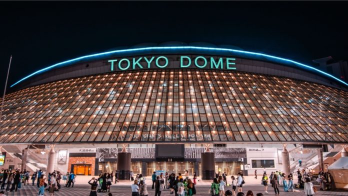 Japan-baseball Tokyo Dome, the largest indoor stadium in Japan used for various international baseball tournament and popular concert, photographed at night