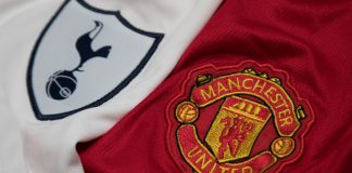 Manchester United owner sues Spurs over Audi deal talks BANGKOK, THAILAND - OCTOBER 23: The Logo of Tottenham Hotspur and Manchester United on Football Jerseys on October 23 ,2017 in Bangkok Thailand.