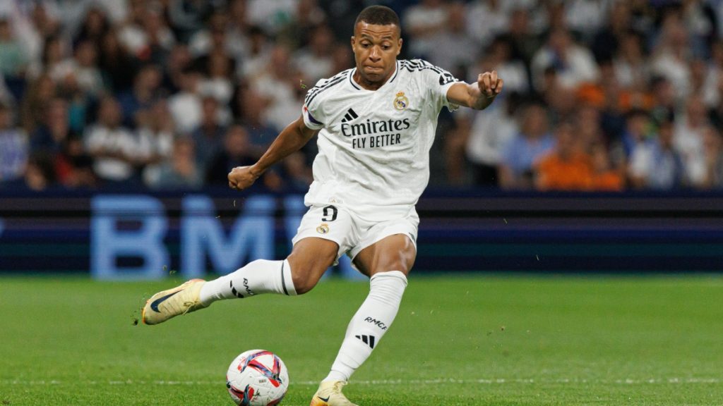Madrid, Spain - 09 21 2024: Kylian Mbappe seen during LaLiga EA SPORTS game between teams of Real Madrid FC and RCD Espanyol de Barcelona at Estadio Santiago Bernabeu.