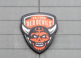Salford COO resigns claiming misogynistic pressure from club owners Manchester, United Kingdom - 2nd Aug 2025: Stadium sign for the Salford Red Devils rugby team.