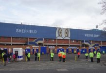 ‘Big Brother’ at Hillsborough? Fans slam facial recognition plans SHEFFIELD, ENGLAND - DECEMBER 7, 2019: View of Leppings Lane and the West Stand at Hillsborough Stadium in Sheffield, England.