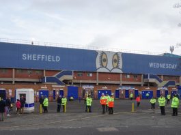 Arise Capital Partners completes Sheffield Wednesday takeover SHEFFIELD, ENGLAND - DECEMBER 7, 2019: View of Leppings Lane and the West Stand at Hillsborough Stadium in Sheffield, England.