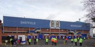 ‘Big Brother’ at Hillsborough? Fans slam facial recognition plans SHEFFIELD, ENGLAND - DECEMBER 7, 2019: View of Leppings Lane and the West Stand at Hillsborough Stadium in Sheffield, England.