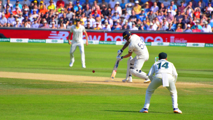 TNT-Sport-The-Ashes Ben Stokes plays at a ball against Australia early on Day 4 of the 3rd Test of the 2019 Ashes at Headingley. Photo to illustrate TNT Sport taking on the UK broadcast