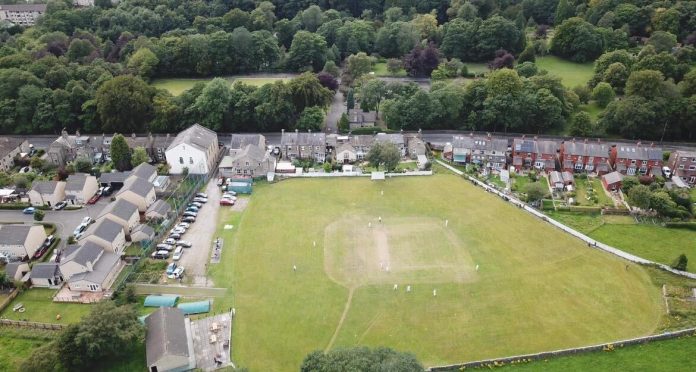 f2cbb160-9071-4a71-8306-e2e059b01997 Birdseye view of Old Glossop Cricket ground. Image: Andy McCarron