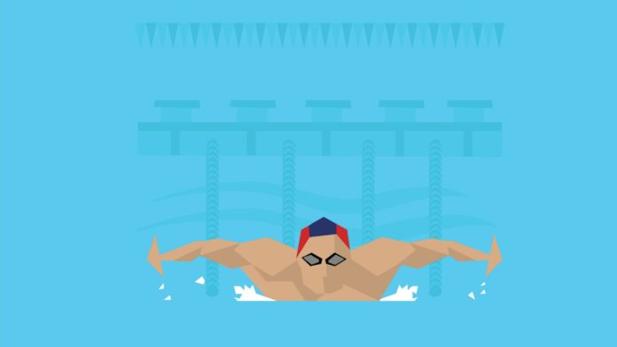 Illustration Of Male Swimmer Competing In Butterfly Event following the announcement of Ben Proud