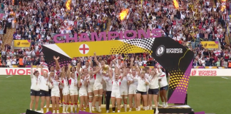 Red Roses’ World Cup win sees big returns for sponsors England women lifting rugby world cup trophy