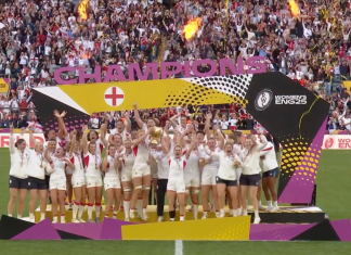 Red Roses’ World Cup win sees big returns for sponsors England women lifting rugby world cup trophy