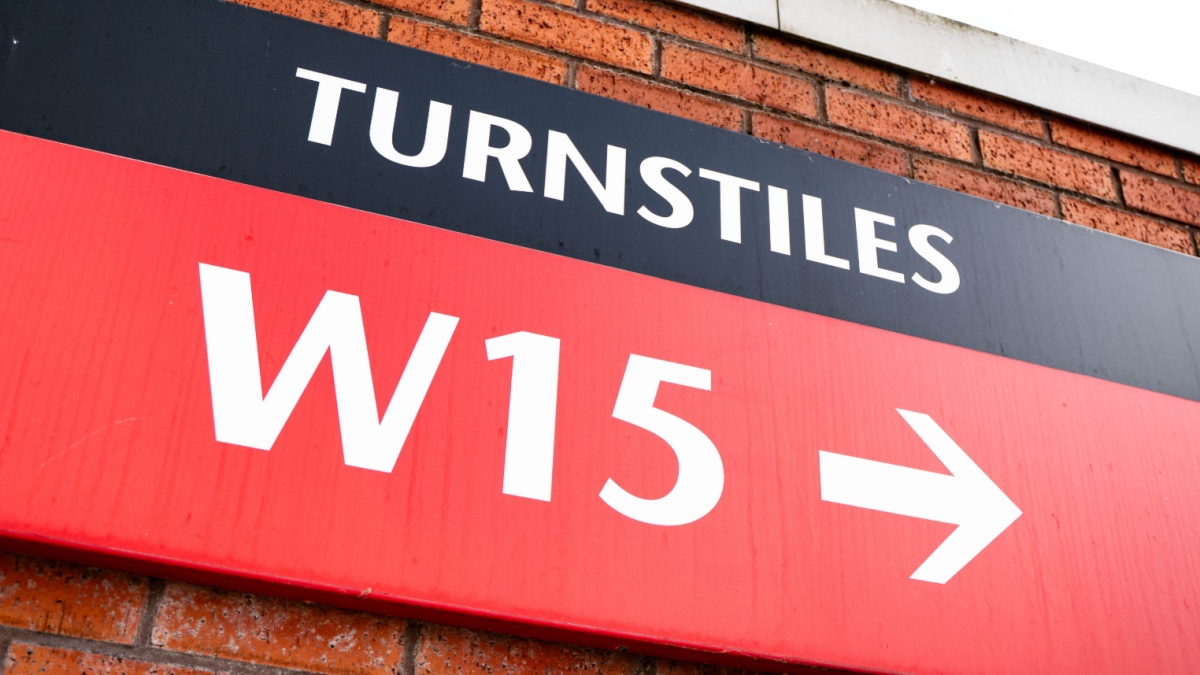 Old Trafford, Greater Manchester - May 29th 2025: W15 Stretford End turnstiles at Old Trafford Stadium, Manchester United of Premier League.