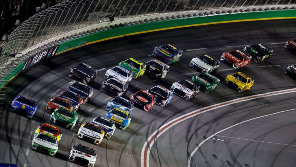 July 09, 2023 - Hampton, GA, USA: NASCAR Cup Driver, AJ Allmendinger (16) races off turn four during the Quaker State 400 Available at Walmart at the Atlanta Motor Speedway in Hampton GA.