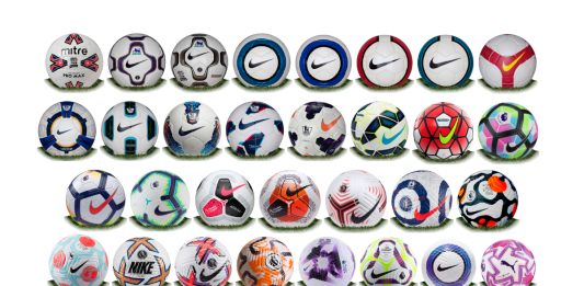 Image of all the footballs used during Premier League Seasons
