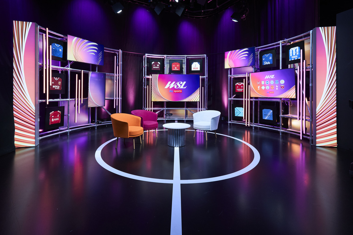 Sky Sports studio featuring WSL