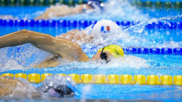 Image of swimmers during the 2016 Olympic games, world aquatics