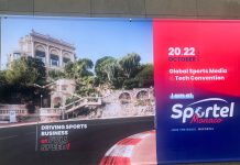 SPORTEL – Day 1: The untapped potential of user-generated content SPORTEL Monaco sign.