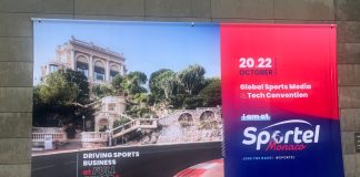 SPORTEL – Day 1: The untapped potential of user-generated content SPORTEL Monaco sign.