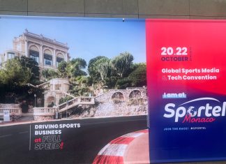 SPORTEL – Day 1: The untapped potential of user-generated content SPORTEL Monaco sign.