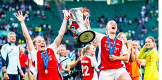 Champions League on BBC: when will the women’s game make the pay-TV leap? Players from the Arsenal team celebrate winning the Women's Champions League Final between Arsenal v Barcelona at Alvalade stadium,may 24, 2025.