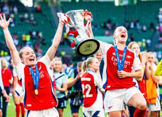 Champions League on BBC: when will the women’s game make the pay-TV leap? Players from the Arsenal team celebrate winning the Women's Champions League Final between Arsenal v Barcelona at Alvalade stadium,may 24, 2025.