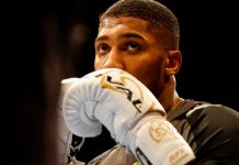 Netflix gears up for historic Anthony Joshua vs Jake Paul fight 03-28-2018, Cardiff, Wales, UK. Anthony Joshua MBE during the public work out ahead of his fight with New Zealand's Joe Parker St Davids Hall, Cardiff.