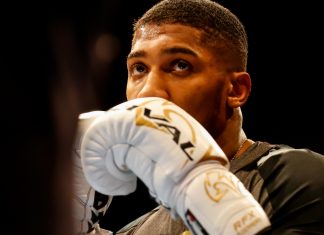 Netflix gears up for historic Anthony Joshua vs Jake Paul fight 03-28-2018, Cardiff, Wales, UK. Anthony Joshua MBE during the public work out ahead of his fight with New Zealand's Joe Parker St Davids Hall, Cardiff.
