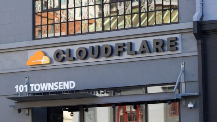 Cloudflare San Francisco, CA, USA - Feb 8, 2020: American web-infrastructure and website-security company Cloudflare, Inc.'s Headquarters in San Francisco, California.