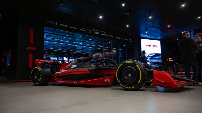 An F1 car at F1's Media and Technology Centre in Biggin Hill.