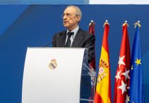 Real Madrid opens to investors as Super League battle returns Madrid, Spain - July 27, 2024: Soccer player Endrick is presented at the Santiago Bernabeu as a new Real Madrid player. Florentino Perez presents the new player.