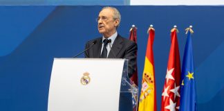 Real Madrid opens to investors as Super League battle returns Madrid, Spain - July 27, 2024: Soccer player Endrick is presented at the Santiago Bernabeu as a new Real Madrid player. Florentino Perez presents the new player.