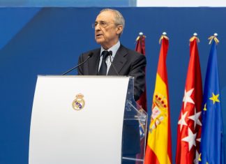 Real Madrid opens to investors as Super League battle returns Madrid, Spain - July 27, 2024: Soccer player Endrick is presented at the Santiago Bernabeu as a new Real Madrid player. Florentino Perez presents the new player.