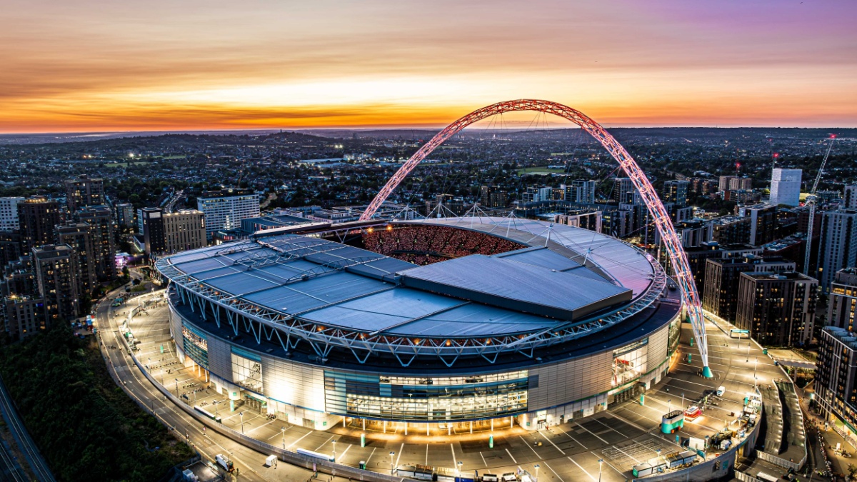Wembley Stadium in London.