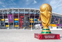 Do you remember the first time? Doha, Qatar- Ocotber 10,2022 :Stadium 974 is a football stadium in Ras Abu Aboud, Doha, Qatar. Opened 30 November 2021, it is a temporary venue made from 974 recycled shipping containers.