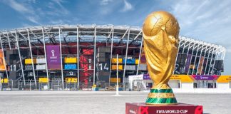 Do you remember the first time? Doha, Qatar- Ocotber 10,2022 :Stadium 974 is a football stadium in Ras Abu Aboud, Doha, Qatar. Opened 30 November 2021, it is a temporary venue made from 974 recycled shipping containers.