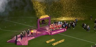 Women’s sport is booming – 2026 will decide if it lasts. Spanish female players celebrating with the 2023 FIFA Women's World Cup trophy. This photo was taken at the Stadium Australia in Sydney, New South Wales.